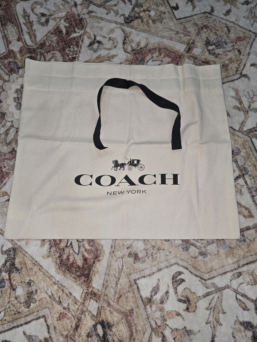 Coach Canvas Dust Bag in Natural with Black Logo - Picture 2 of 4